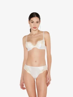 La Perla Sujetador Push-up De Seda Blanco Con Frastaglio Color Marfil
