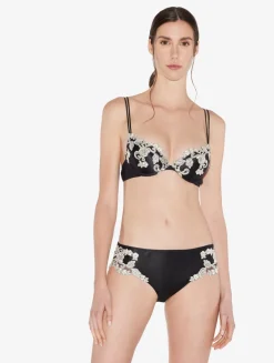 La Perla Sujetador Push-up De Seda Negro Con Frastaglio Color Marfil