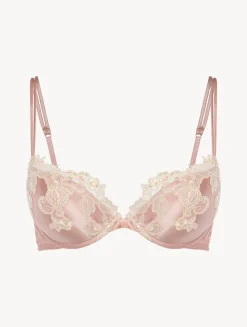 La Perla Sujetador Push-up De Seda Rosa Empolvado Con Frastaglio Color Marfil