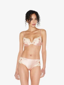 La Perla Sujetador Push-up De Seda Rosa Empolvado Con Frastaglio Color Marfil