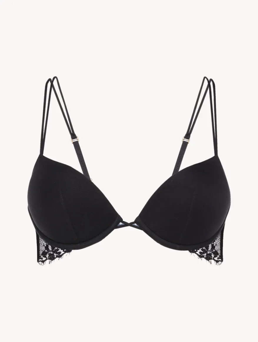 La Perla Sujetador Push-up Negro Con Relleno Y Ribetes De Encaje Leavers
