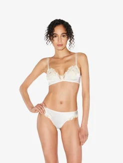 La Perla Sujetador Triangular De Seda Blanco Con Frastaglio Color Marfil