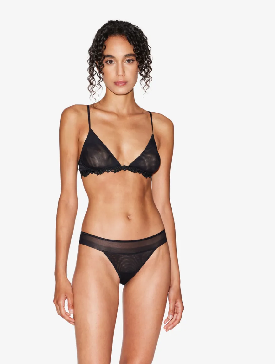 La Perla Sujetador Triangular De Tul Elástico Negro Transparente