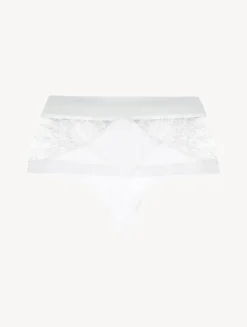 La Perla Tanga Control Fit Talle Alto De Lycra® Con Encaje Chantilly Color Blanco