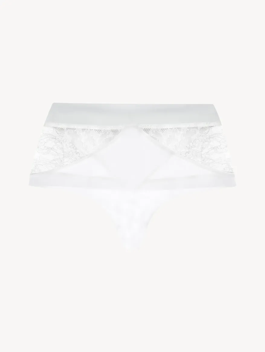 La Perla Tanga Control Fit Talle Alto De Lycra® Con Encaje Chantilly Color Blanco