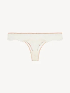 La Perla Tanga De Color Claro Y Rosa Nude Con Encaje Leavers