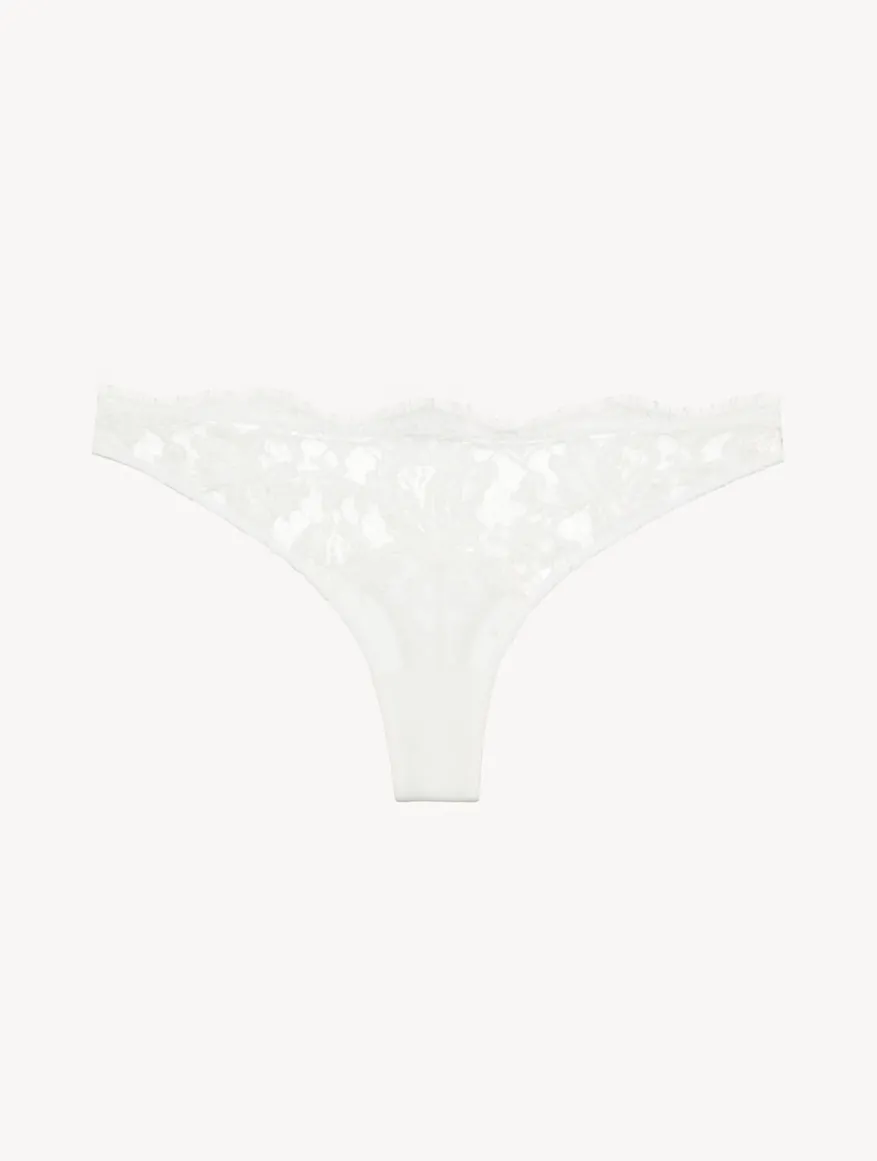 La Perla Tanga De Color Roto Con Encaje Leavers De Algodón
