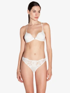 La Perla Tanga De Color Roto Con Encaje Leavers De Algodón