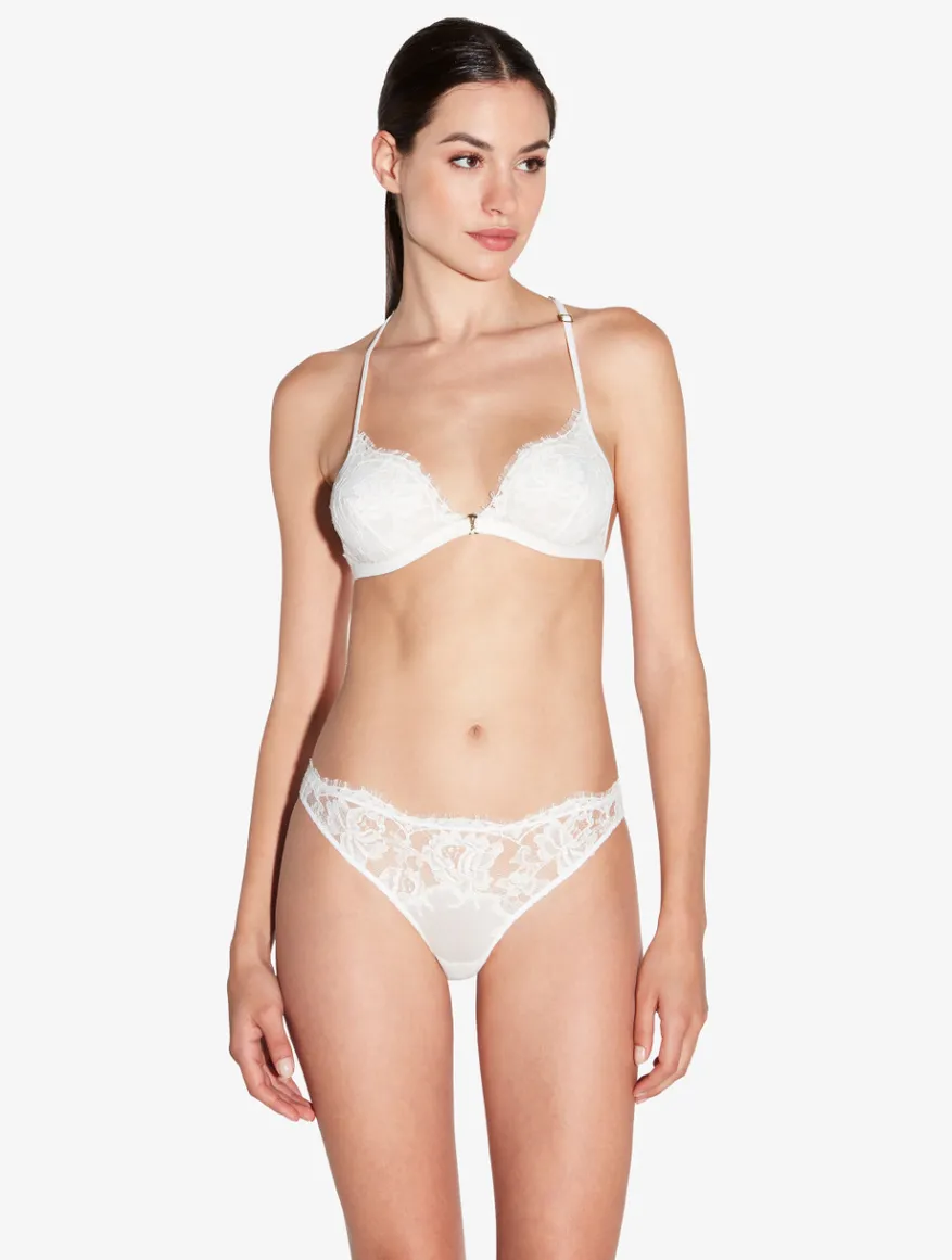 La Perla Tanga De Color Roto Con Encaje Leavers De Algodón