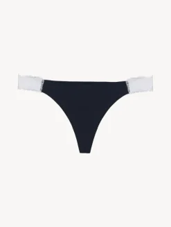 La Perla Tanga De Encaje En Negro Y Blanquecino