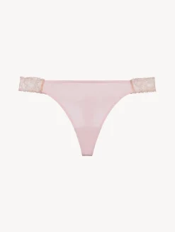 La Perla Tanga De Encaje En Rosa Empolvado Y Arena