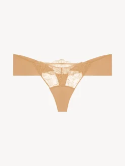 La Perla Tanga De Lycra® Con Encaje Chantilly Color Carne