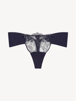La Perla Tanga De Lycra® Con Encaje Chantilly Color Negro
