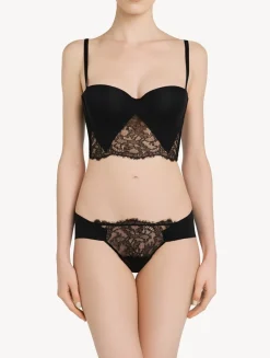 La Perla Tanga De Lycra® Con Encaje Chantilly Color Negro