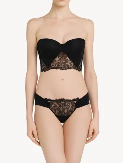 La Perla Tanga De Lycra® Con Encaje Chantilly Color Negro