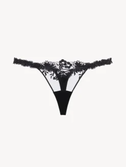 La Perla Tanga De Lycra Con Tul Bordado Negro