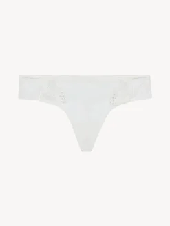 La Perla Tanga De Tul Blanquecino Bordado Transparente