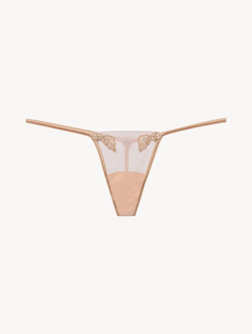 La Perla Tanga De Tul Elástico Arena Transparente