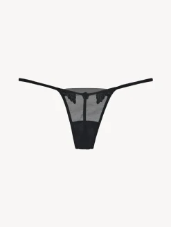 La Perla Tanga De Tul Elástico Negro Transparente