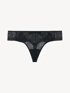 La Perla Tanga De Tul Negro Bordado Transparente