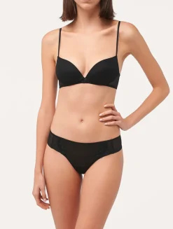 La Perla Tanga De Tul Negro Bordado Transparente