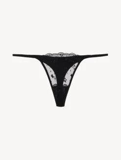 La Perla Tanga Onyx Con Tul Bordado