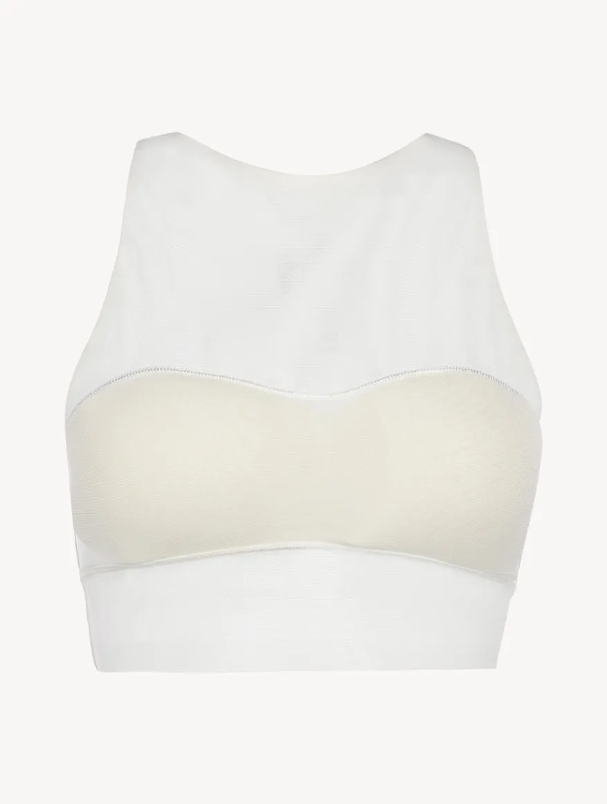 La Perla Top Corto De Tul Elástico Blanquecino