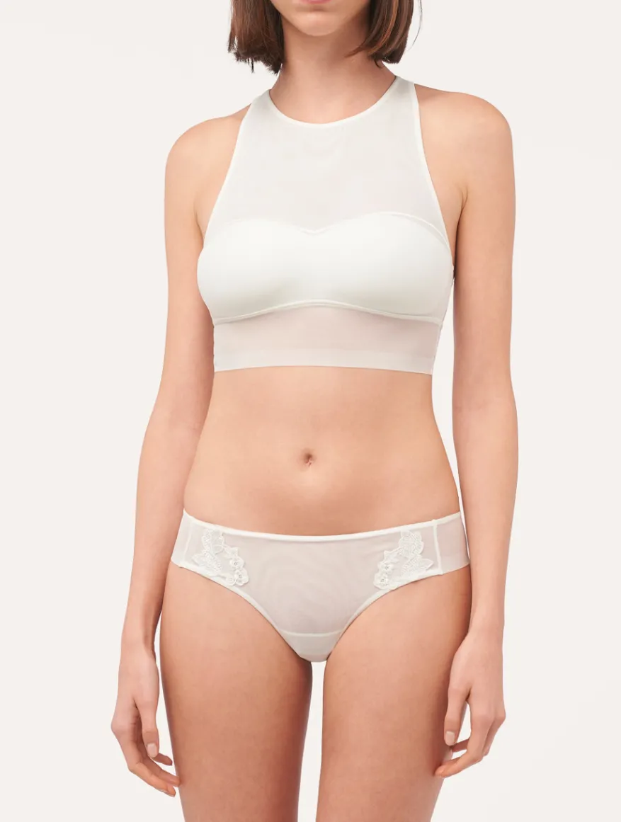 La Perla Top Corto De Tul Elástico Blanquecino