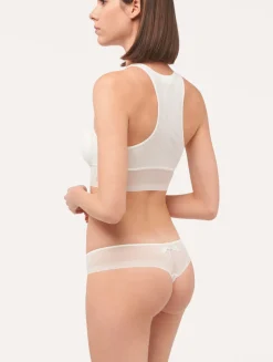 La Perla Top Corto De Tul Elástico Blanquecino