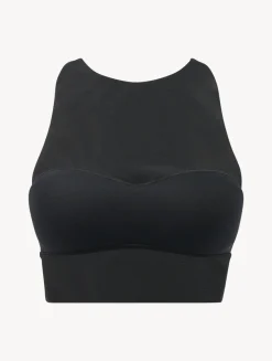 La Perla Top Corto De Tul Elástico Negro