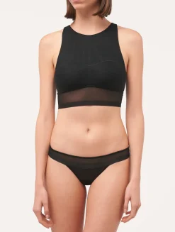 La Perla Top Corto De Tul Elástico Negro