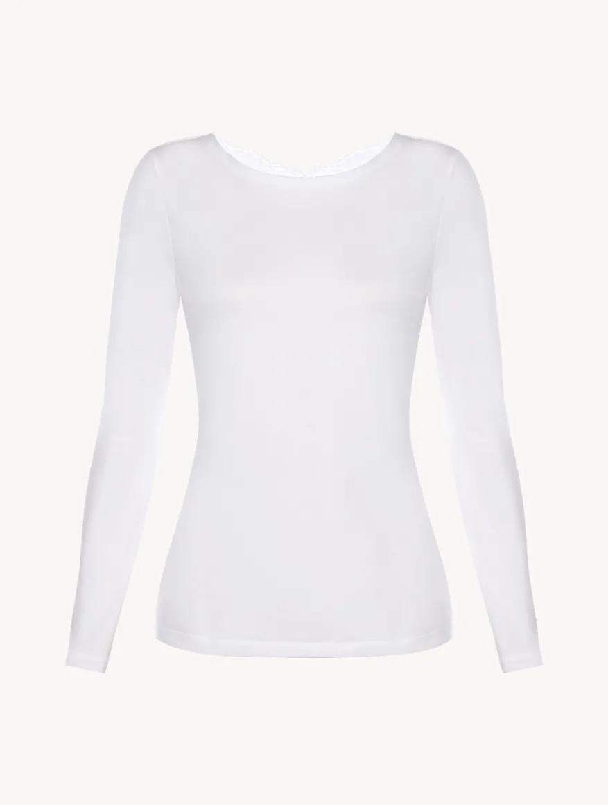 La Perla Top De Manga Larga De Algodón Blanco