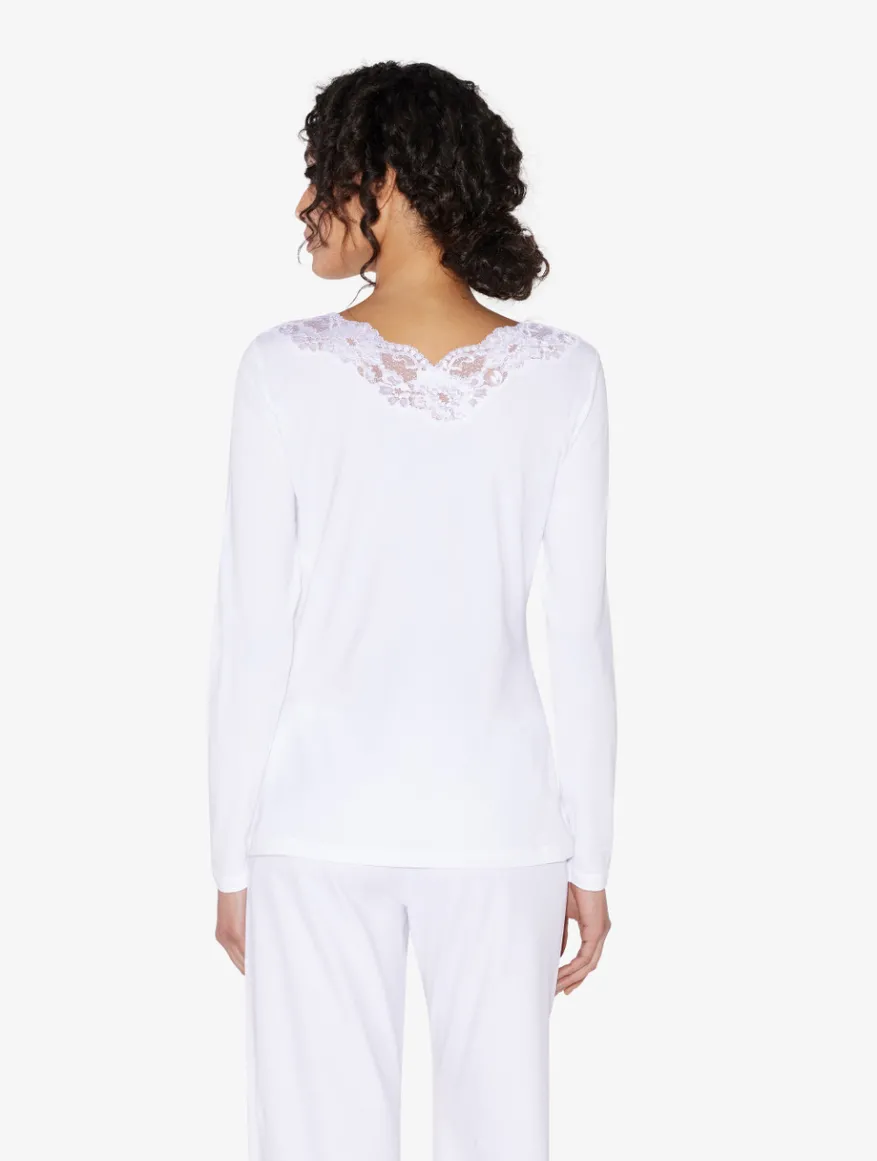 La Perla Top De Manga Larga De Algodón Blanco
