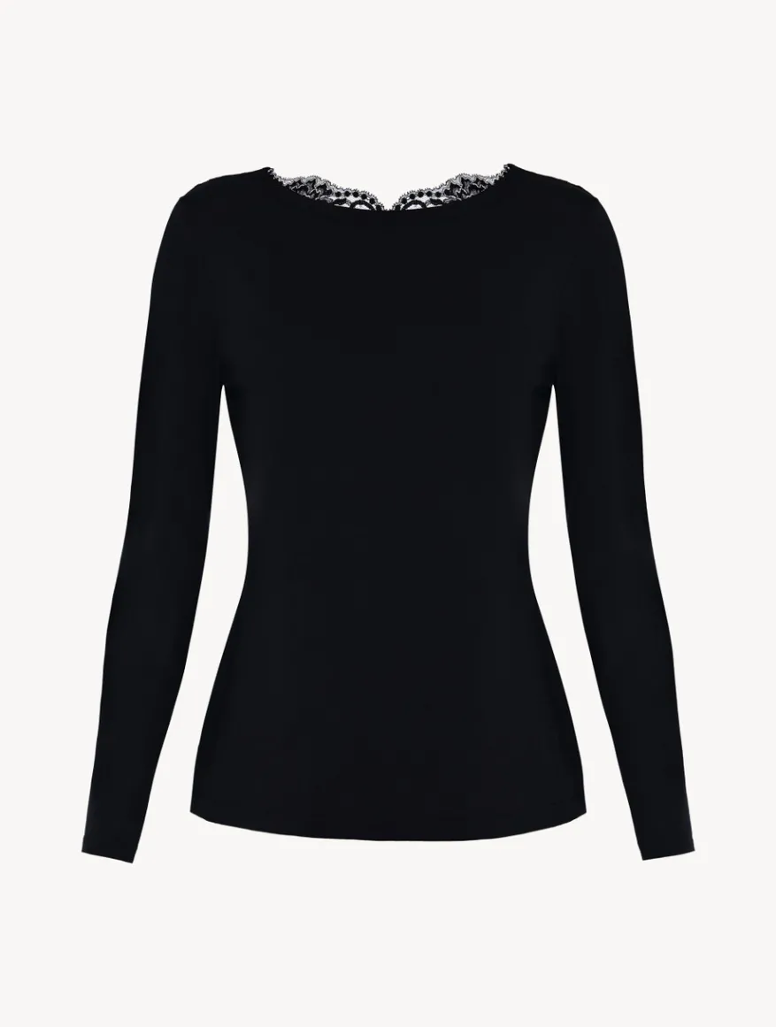 La Perla Top De Manga Larga De Algodón Negro