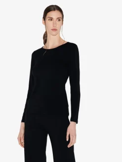 La Perla Top De Manga Larga De Algodón Negro