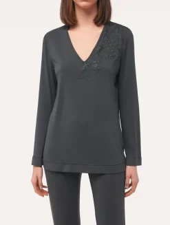 La Perla Top De Manga Larga En Modal Antracita