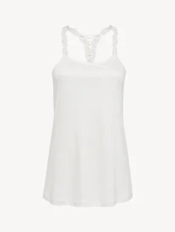 La Perla Top De Modal Con Tul Bordado Blanquecino