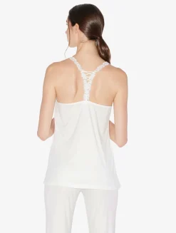 La Perla Top De Modal Con Tul Bordado Blanquecino