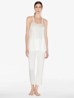 La Perla Top De Modal Con Tul Bordado Blanquecino