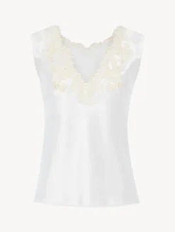 La Perla Top De Raso De Seda De Color Con Frastaglio
