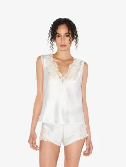 La Perla Top De Raso De Seda De Color Con Frastaglio