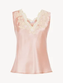 La Perla Top De Raso De Seda De Color Con Frastaglio