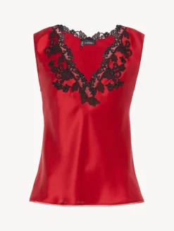 La Perla Top De Raso De Seda De Color Con Frastaglio