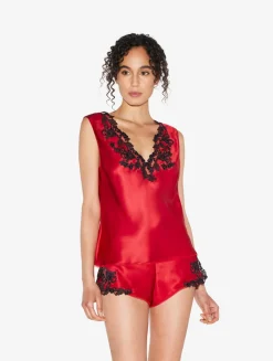 La Perla Top De Raso De Seda De Color Con Frastaglio