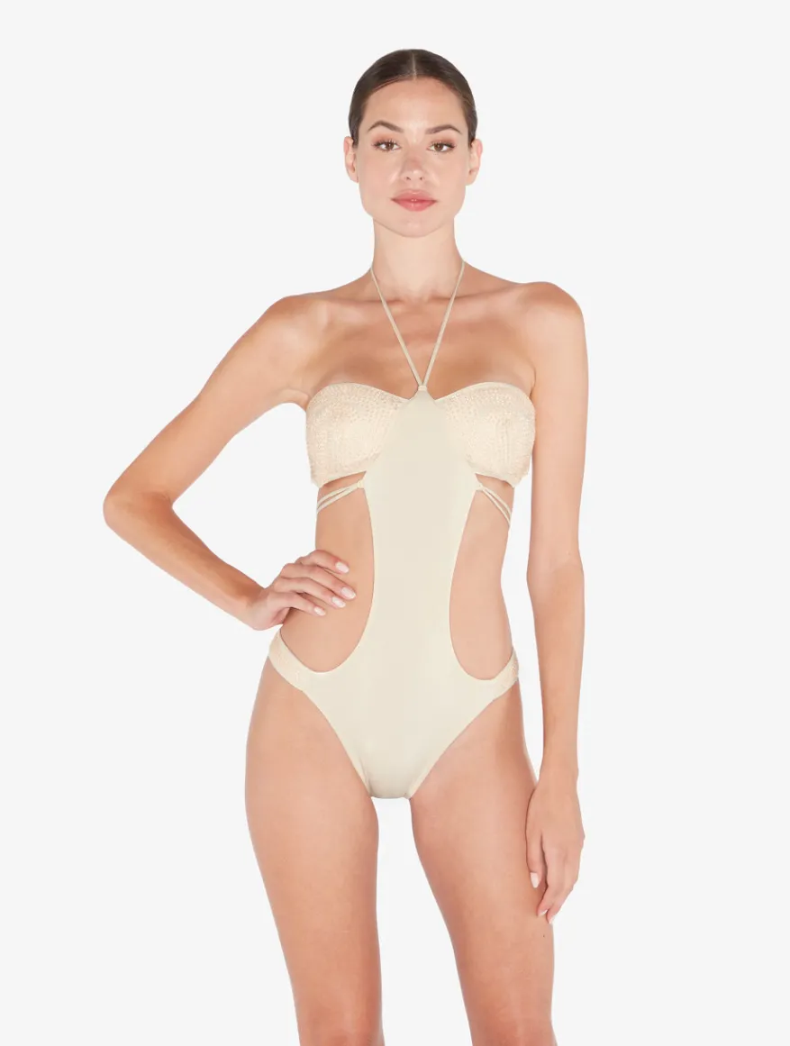 La Perla Trikini De Color Champán Con Cuentas