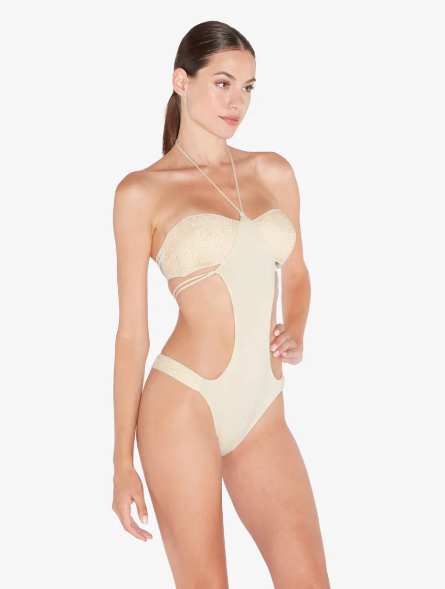 La Perla Trikini De Color Champán Con Cuentas