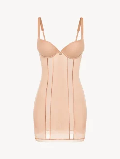La Perla Vestido Estilo Camisón De Tul Elástico Arena