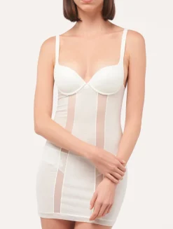 La Perla Vestido Estilo Camisón De Tul Elástico Blanquecino