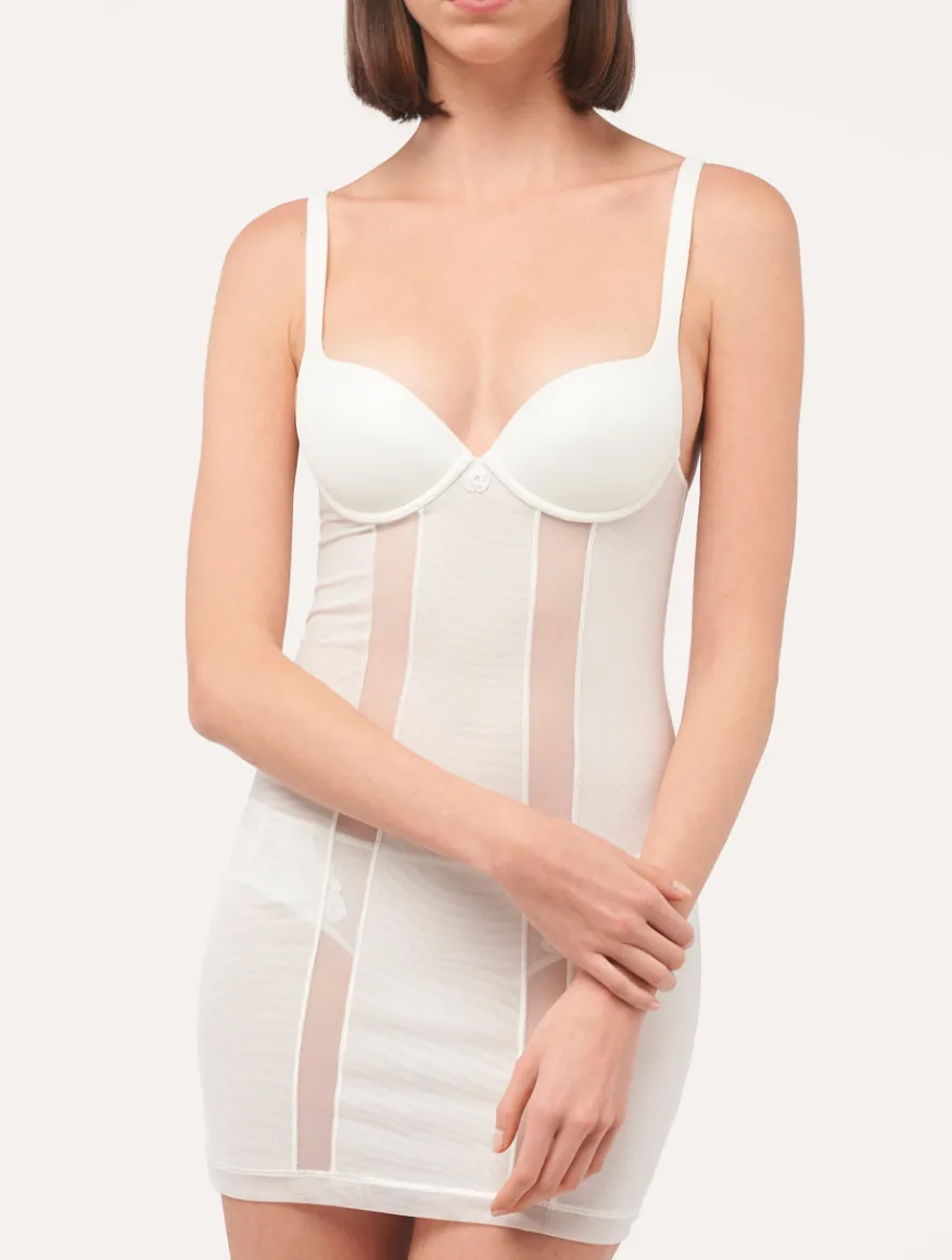 La Perla Vestido Estilo Camisón De Tul Elástico Blanquecino
