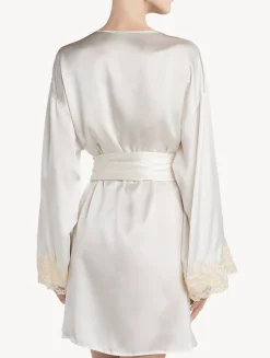 La Perla Silk Satin Short Robe With Frastaglio